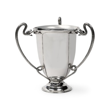 View full screen - View 1 of Lot 81. An English Silver Three-Handled Loving Cup, Alexander Clark Manufacturing Co., Sheffield, 1910 .