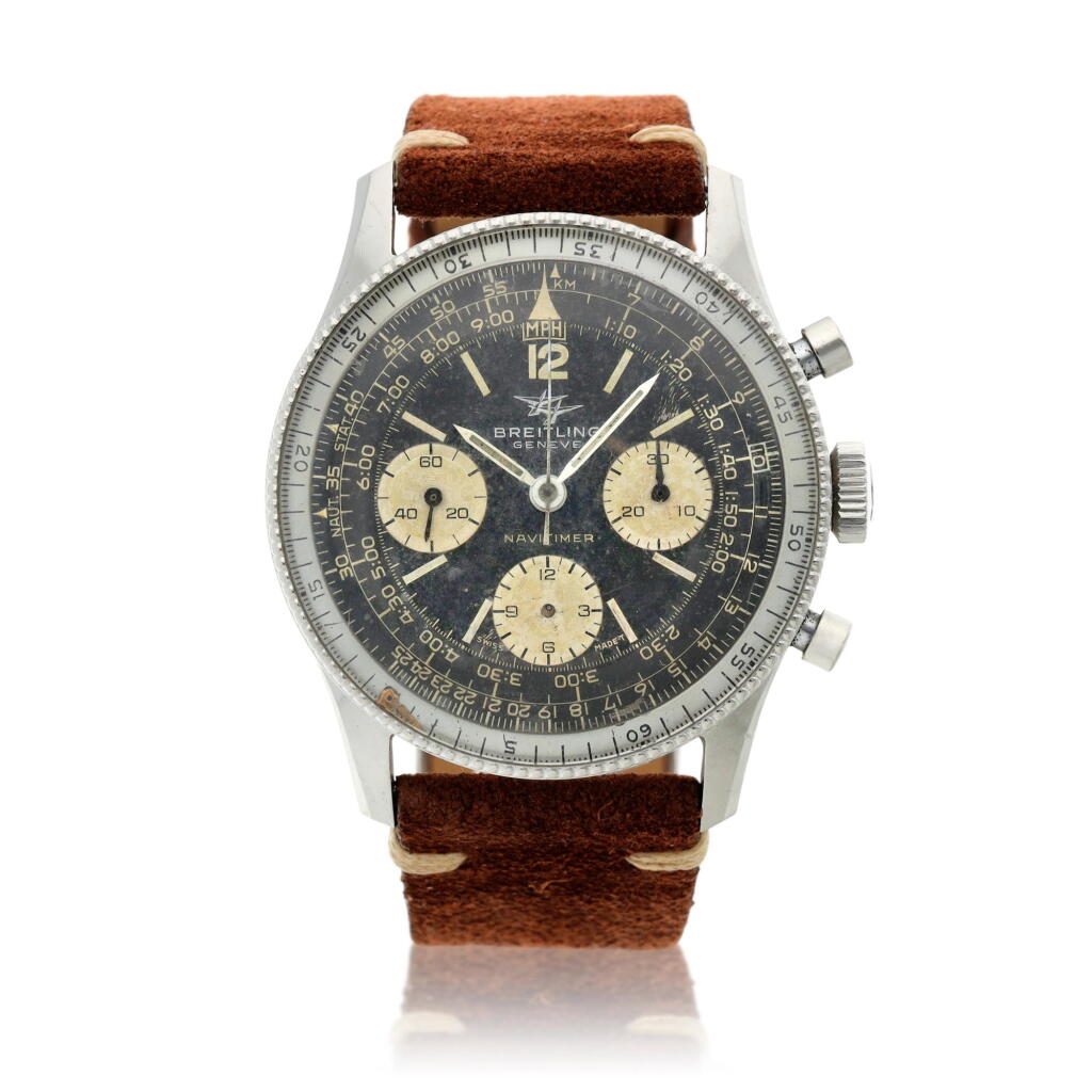 View full screen - View 1 of Lot 207. Reference 806 Navitimer, A stainless steel chronograph wristwatch with slide rule bezel, Circa 1955.
