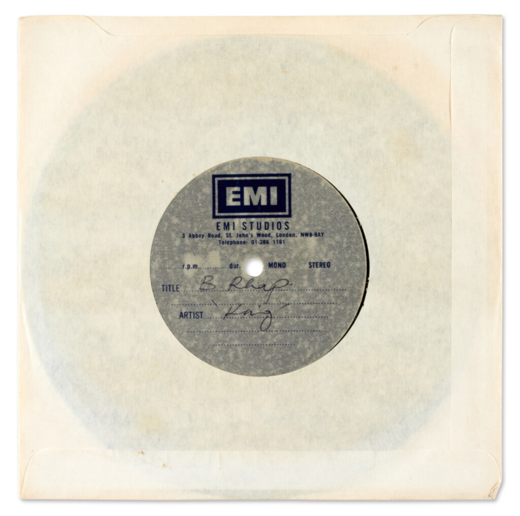 View full screen - View 1 of Lot 153. Queen | 'Bohemian Rhapsody', 7 inch acetate, EMI Studios, 1975.