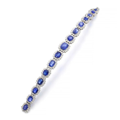 View full screen - View 1 of Lot 1219. Sapphire and diamond bracelet.