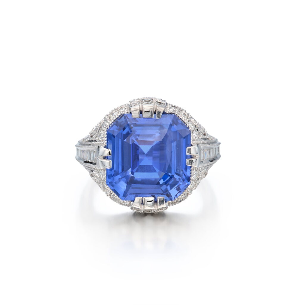 View full screen - View 1 of Lot 45. Sapphire and Diamond Ring.