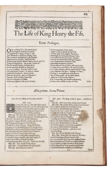 View full screen - View 1 of Lot 152. Shakespeare, William | Henry V and Henry VI. From Shakespeare's Second Folio.