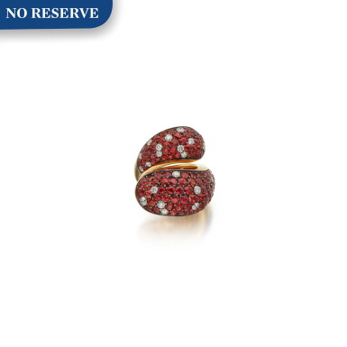 View full screen - View 1 of Lot 272. Orange Sapphire and Diamond 'Sensuale' Ring.