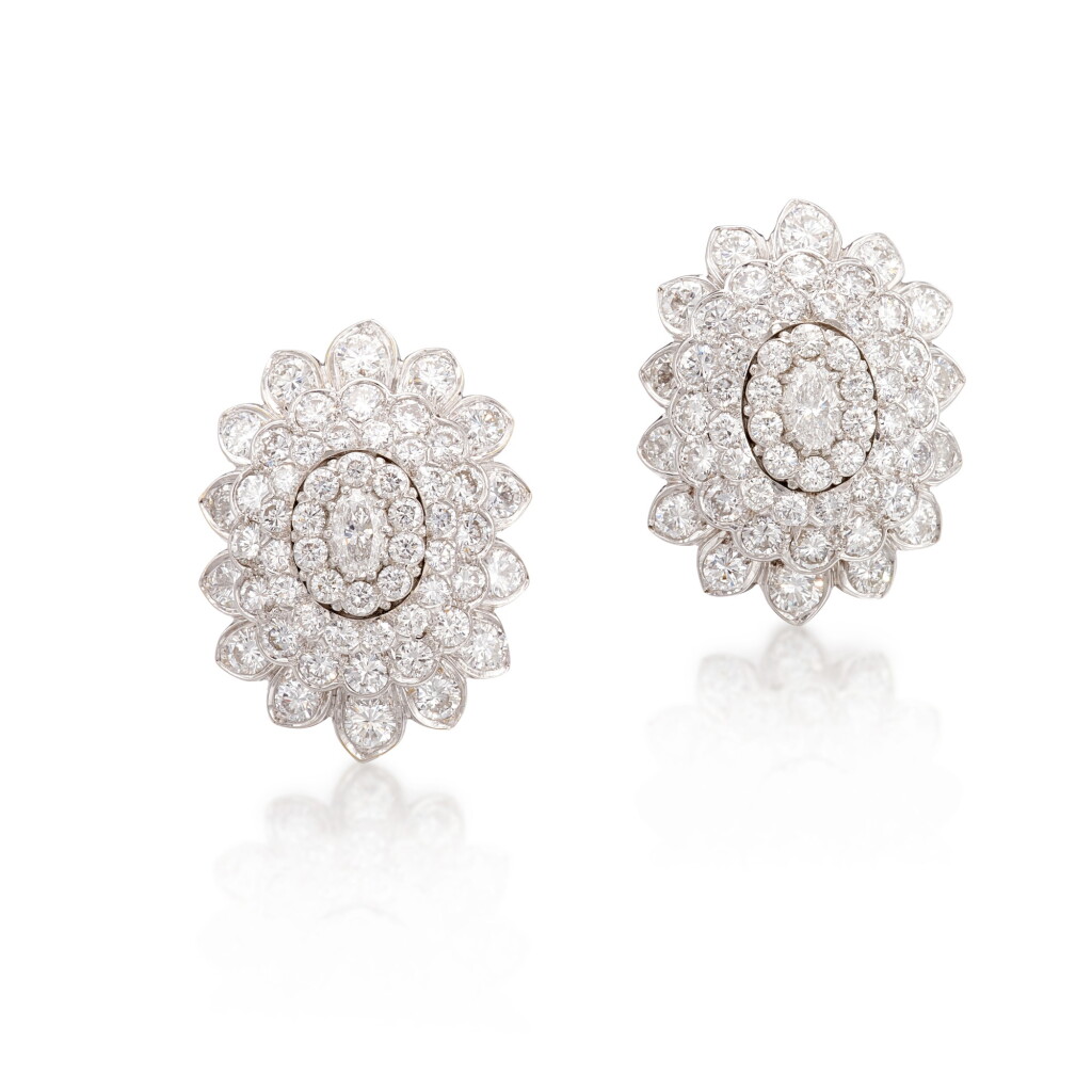 View full screen - View 1 of Lot 1639. Pair of Diamond Earrings | 大衛韋伯 | 鑽石耳環一對.