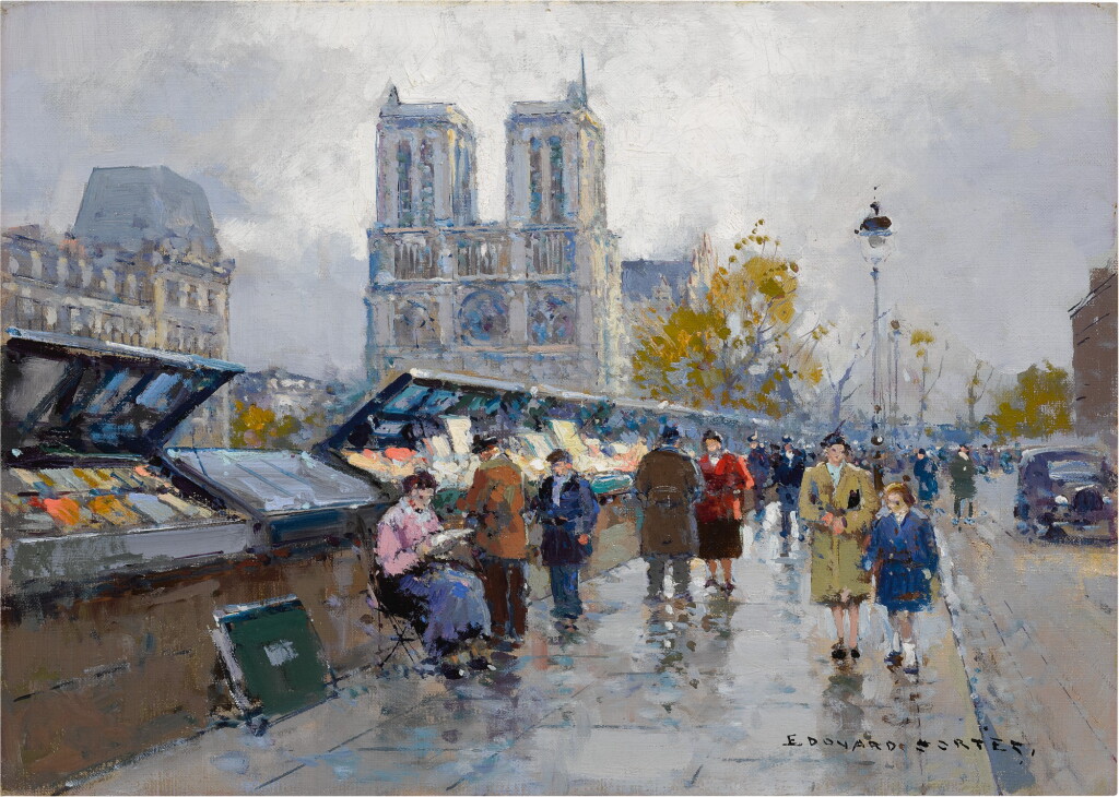 View full screen - View 1 of Lot 136. EDOUARD CORTÈS | BOUQUINISTES, NOTRE DAME.