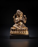 Statuette de Mahakala en alliage de cuivre doré, Tibet, XIVe siècle | A gilt copper-alloy figure of Mahakala, Tibet, 14th century