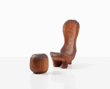 View full screen - View 1 of Lot 118. Fauteuil et un tabouret, 1970.
