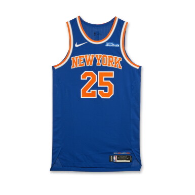 View full screen - View 1 of Lot 36. Mikal Bridges New York Knicks 2024-2025 Game Worn Icon Edition Jersey .