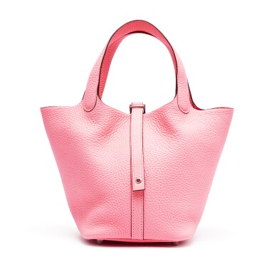 View full screen - View 1 of Lot 8523. Rose Sakura and Rose Extreme Picotin Lock 18cm in Clemence Leather with Palladium Hardware, 2020.