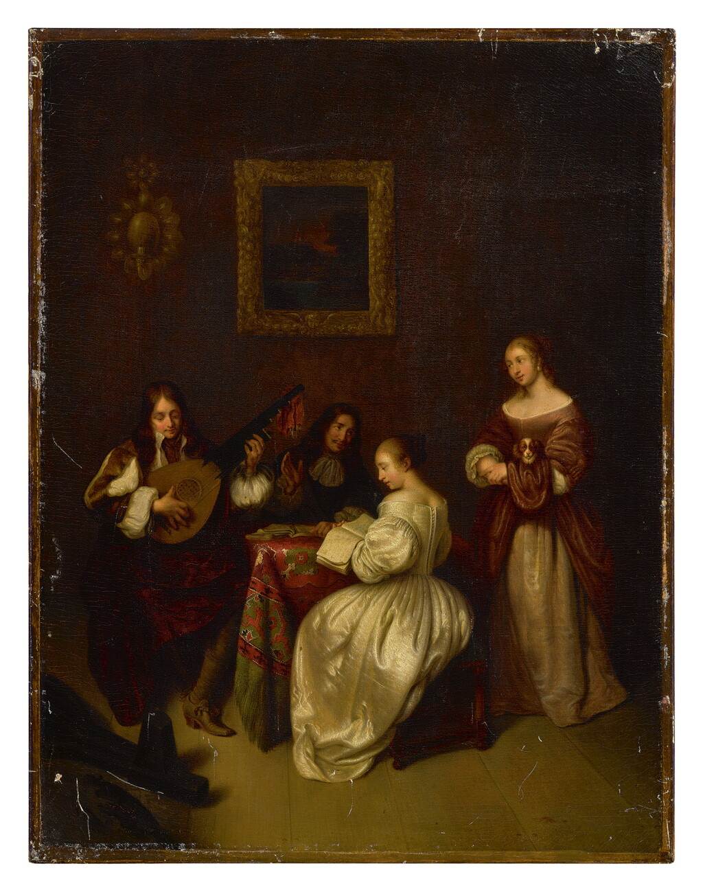 View full screen - View 1 of Lot 212. AFTER CASPAR NETSCHER, 19TH CENTURY | A MUSICAL COMPANY.