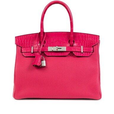View full screen - View 1 of Lot 605. Limited Edition Framboise Matte Mississippiensis Alligator and Togo Touch Birkin 30 Palladium Hardware, 2021.
