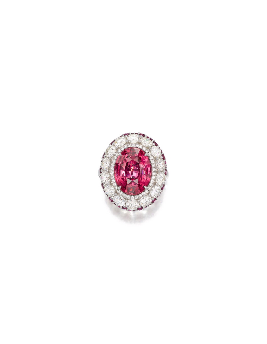 View full screen - View 1 of Lot 1735. SPINEL, RUBY AND DIAMOND RING | 7.16卡拉 天然「坦桑尼亞」未經加熱尖晶石 配 紅寶石 及 鑽石 戒指.