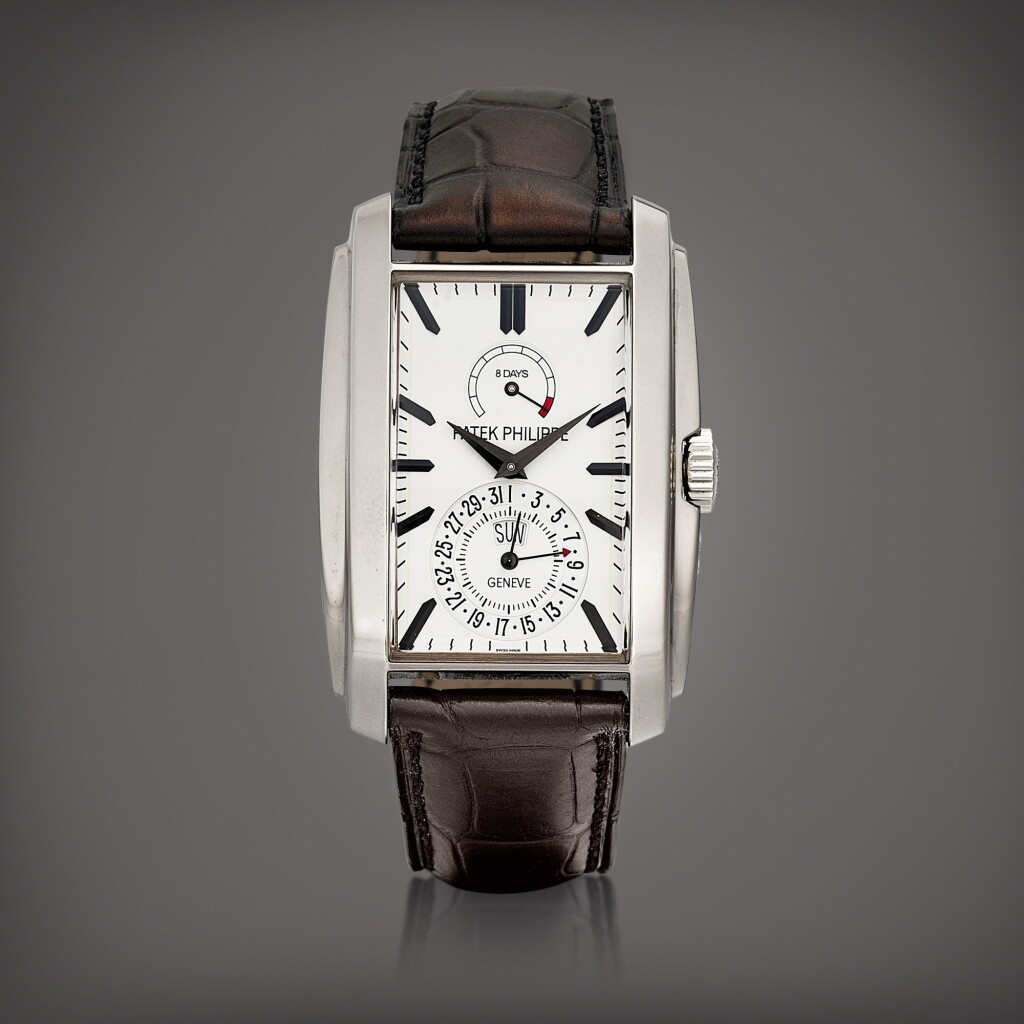 View full screen - View 1 of Lot 711. Gondolo, Reference 5200 | A white gold wristwatch with day, date and 8 days power reserve indication, Circa 2016 | 百達翡麗 | Gondolo 型號5200 | 白金腕錶,備日期、星期及八天動力儲備顯示,約2016年製.