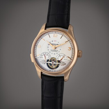 View full screen - View 1 of Lot 578. Reference 7353 Heritage Chronométrie ExoTourbillon Minute Chronograph | A pink gold automatic chronograph tourbillon wristwatch with date, Circa 2015.