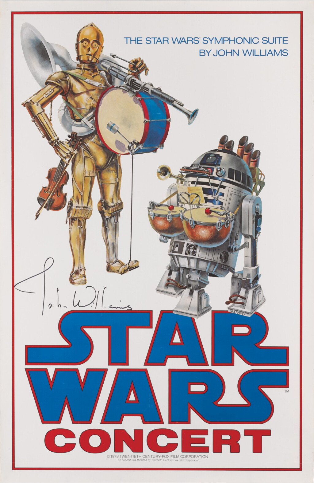 View full screen - View 1 of Lot 22. STAR WARS CONCERT POSTER, JOHN ALVIN, 1978, SIGNED BY JOHN WILLIAMS.
