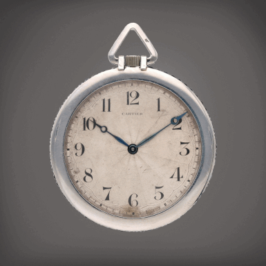 View full screen - View 1 of Lot 48. A platinum and sapphire-set open faced watch, Circa 1930.
