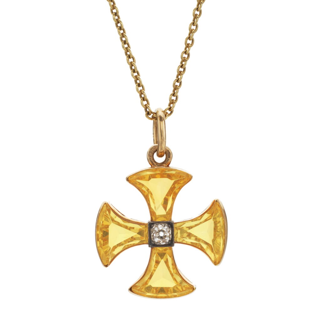 View full screen - View 1 of Lot 1051. Citrine and diamond pendant, 1930s .
