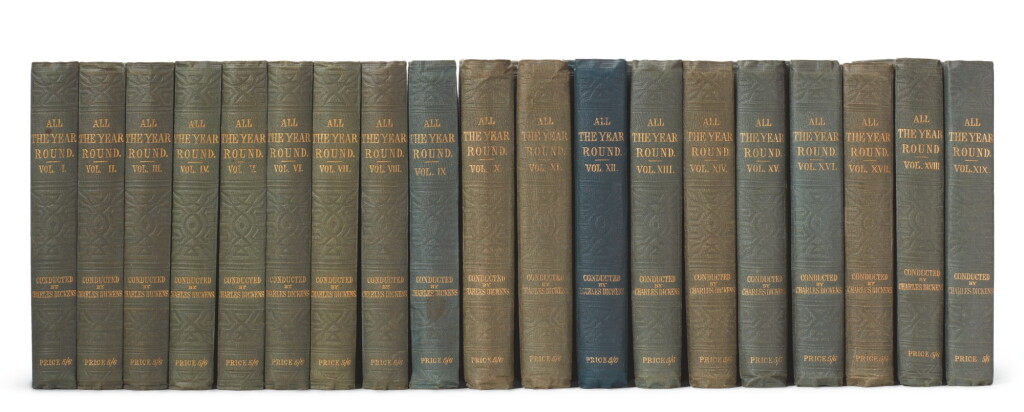 View full screen - View 1 of Lot 177. Dickens, All the Year Round, 1859-68, 19 volume set .