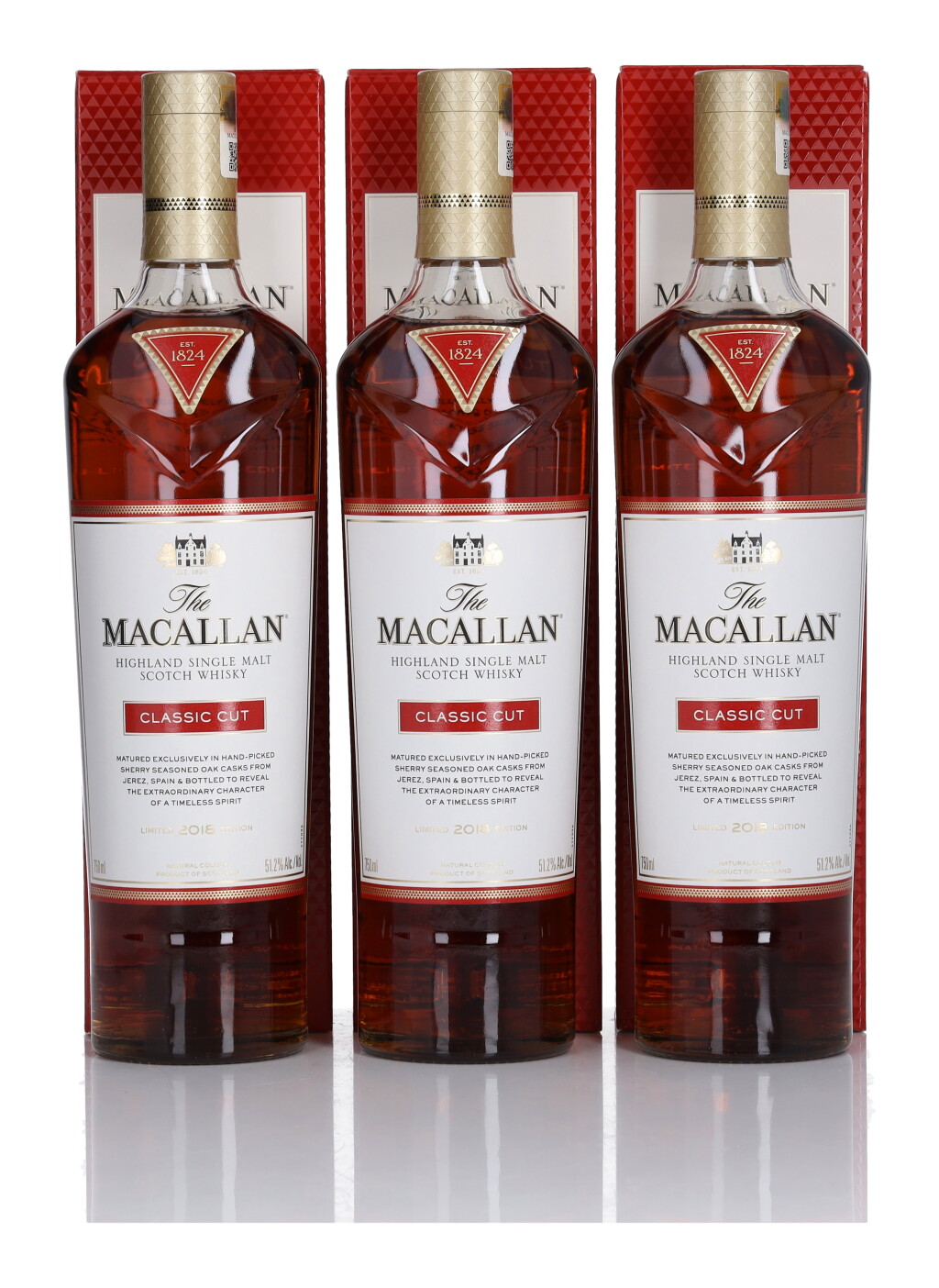 View full screen - View 1 of Lot 44. The Macallan Classic Cut 2018 Edition 51.2 abv NV (3 Bottles 75cl).