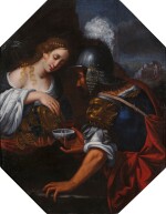 Classical scene of a woman and soldier at a well