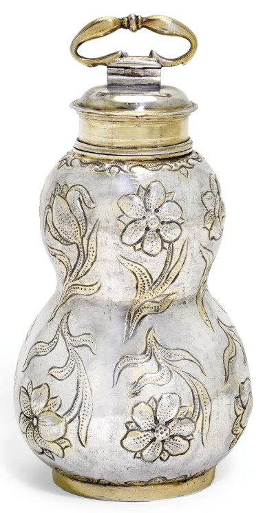 View full screen - View 1 of Lot 2. A GERMAN PARCEL-GILT GOURD-SHAPED CANNISTER, AUGSBURG, 1688-89.