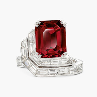 View full screen - View 1 of Lot 1448. Spinel and Diamond Ring | 4.52克拉 天然「緬甸」 未經加熱尖晶石 配 鑽石戒指.