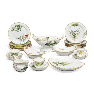 View full screen - View 1 of Lot 188. AN ASSEMBLED WEDGWOOD BONE CHINA BOTANICAL PART-COFFEE, TEA AND DESSERT BOTANICAL SERVICE CIRCA 1815.