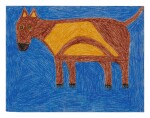 EDDIE ARNING | BROWN DOG WITH YELLOW AND BLUE