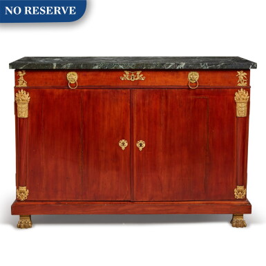 View full screen - View 1 of Lot 258. An Empire Gilt Bronze-Mounted Mahogany Commode, First Quarter 19th Century.
