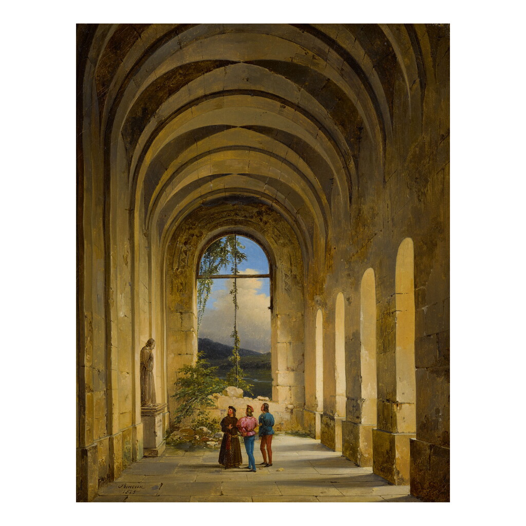View full screen - View 1 of Lot 48. CHARLES CAIUS RENOUX | CONVERSATION IN A MEDIEVAL CLOISTER.