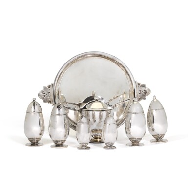 View full screen - View 1 of Lot 42. A group of Georg Jensen Cactus pattern table silver, Copenhagen, post-1945.