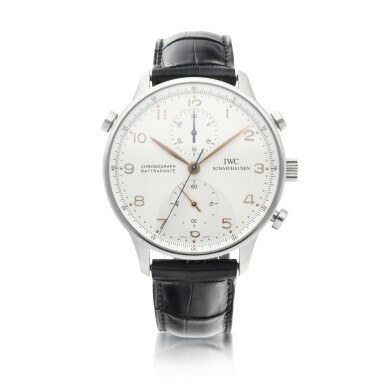 View full screen - View 1 of Lot 123. Reference 3712 Portugieser Chrono-Rattrapante A stainless steel split-seconds chronograph wristwatch, Circa 2000.