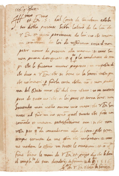 View full screen - View 1 of Lot 110. Ercole d'Este, autograph letter signed, Ferrara, 1556.