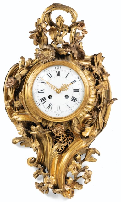 View full screen - View 1 of Lot 54.  A LOUIS XV GILT-BRONZE CARTEL CLOCK | CARTEL EN BRONZE DORÉ D'ÉPOQUE LOUIS XV.