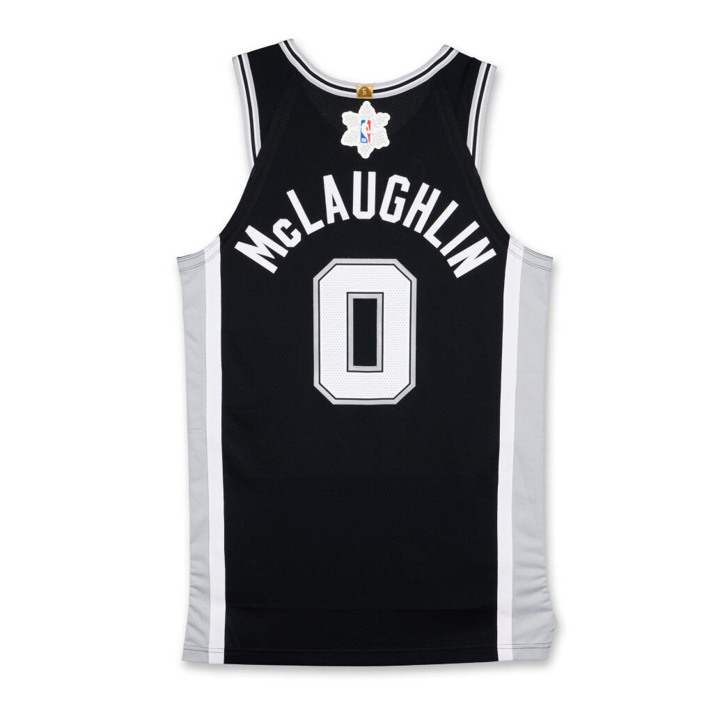 View full screen - View 1 of Lot 44. Jordan McLaughlin ‘Christmas Day’ San Antonio Spurs 2025-2026 Game Issued Icon Edition Jersey | Probable Wear.
