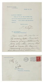 WILLIAM HOWARD TAFT | As his doomed reelection campaign draws to an end, President Taft thanks John Wanamaker for his support