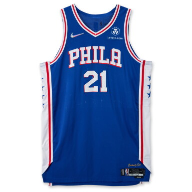 View full screen - View 1 of Lot 69. Joel Embiid Philadelphia 76ers 2021-2022 Game Worn Icon Edition Jersey .