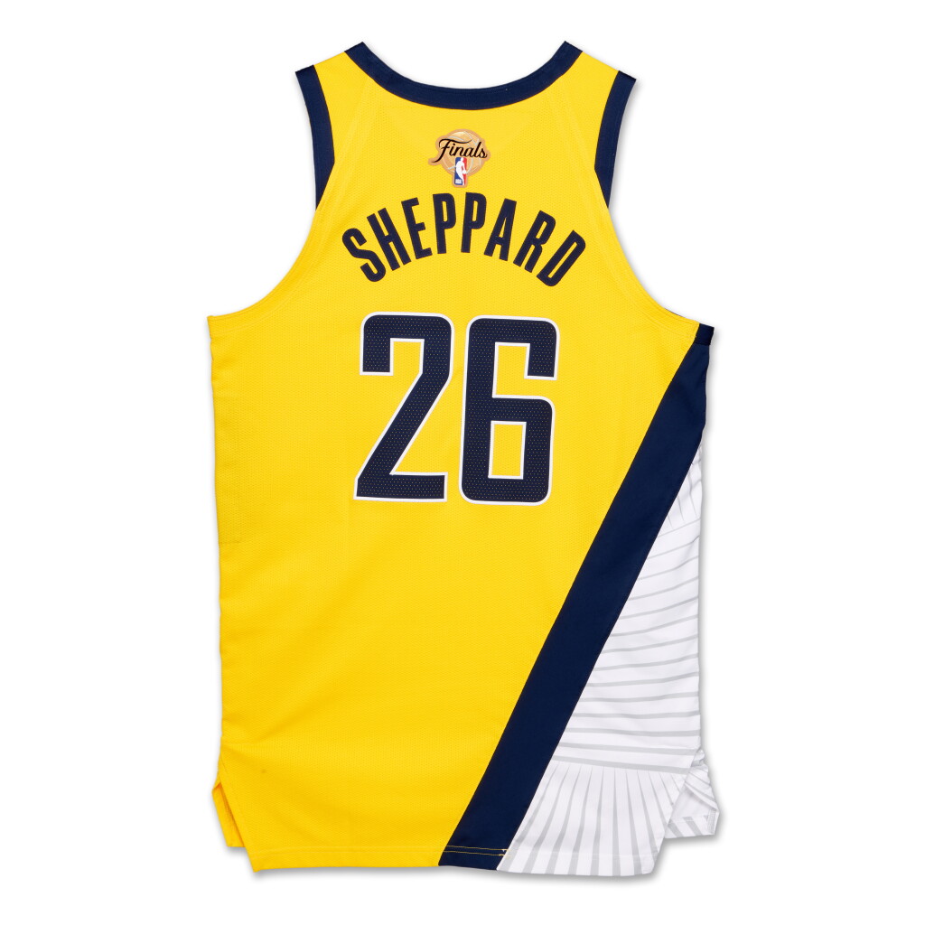 View full screen - View 1 of Lot 39. Ben Sheppard Indiana Pacers 2025 NBA Finals Game Worn Statement Edition Jersey | Game 2 .
