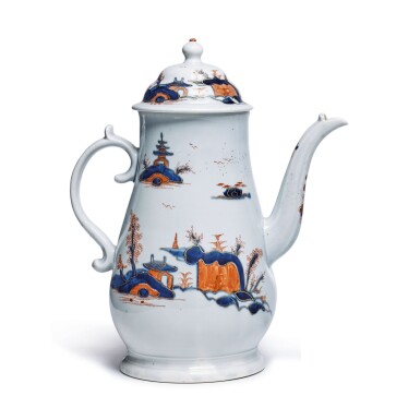 View full screen - View 1 of Lot 31. A WILLIAM REID, LIVERPOOL PORCELAIN COFFEE POT AND COVER CIRCA 1758-60 .