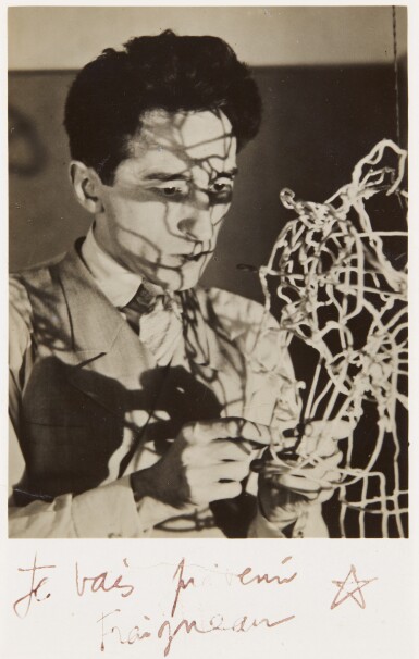 View full screen - View 1 of Lot 64. MAN RAY | 'JEAN COCTEAU WITH SELF-PORTRAIT WIRE STRUCTURE', CA.1925.