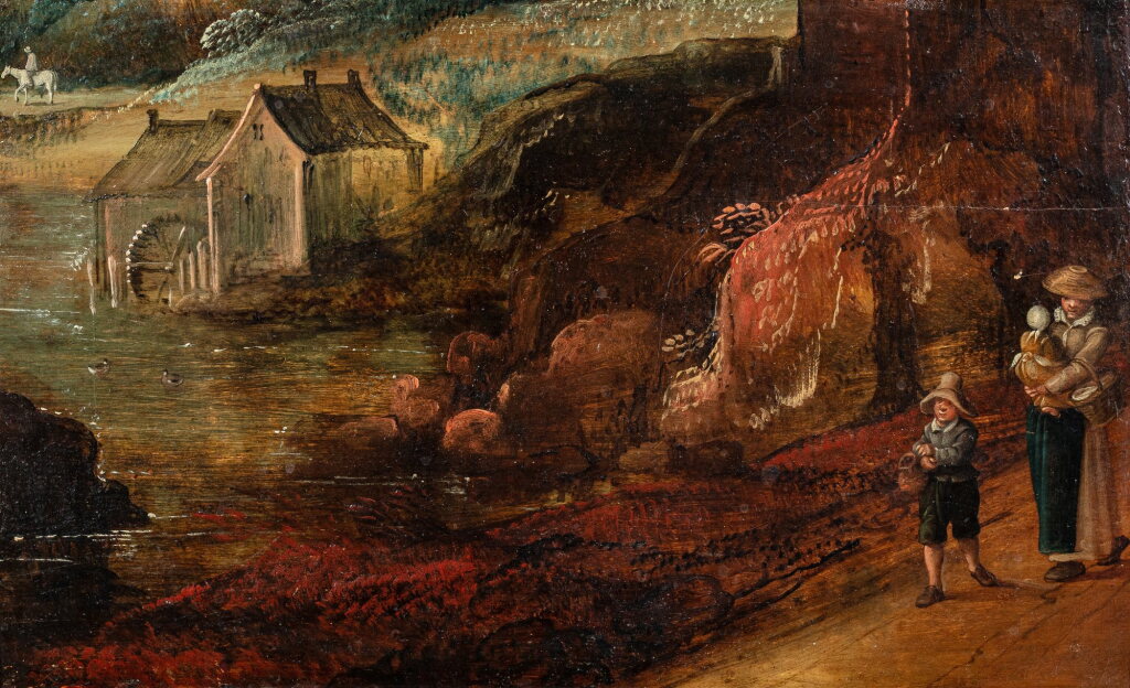 View full screen - View 1 of Lot 713. Landscape with a mill and Travelers.