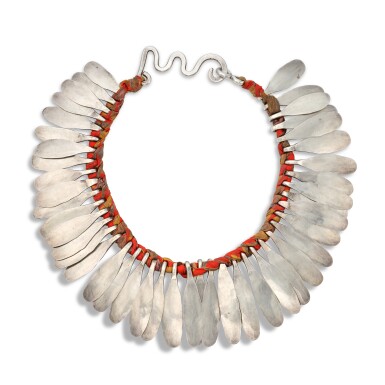 View full screen - View 1 of Lot 2. Silver and Cloth Necklace.