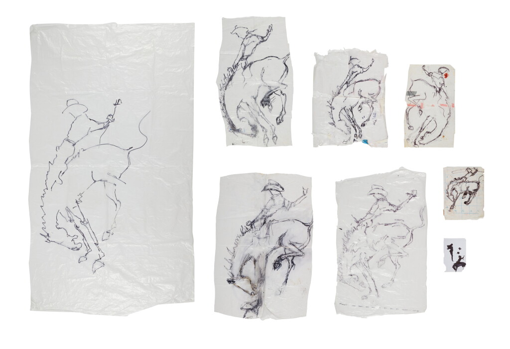 View full screen - View 1 of Lot 182. Untitled (Eight Drawings of a Horse and Rider).