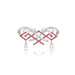 Ruby and diamond brooch, circa 1910