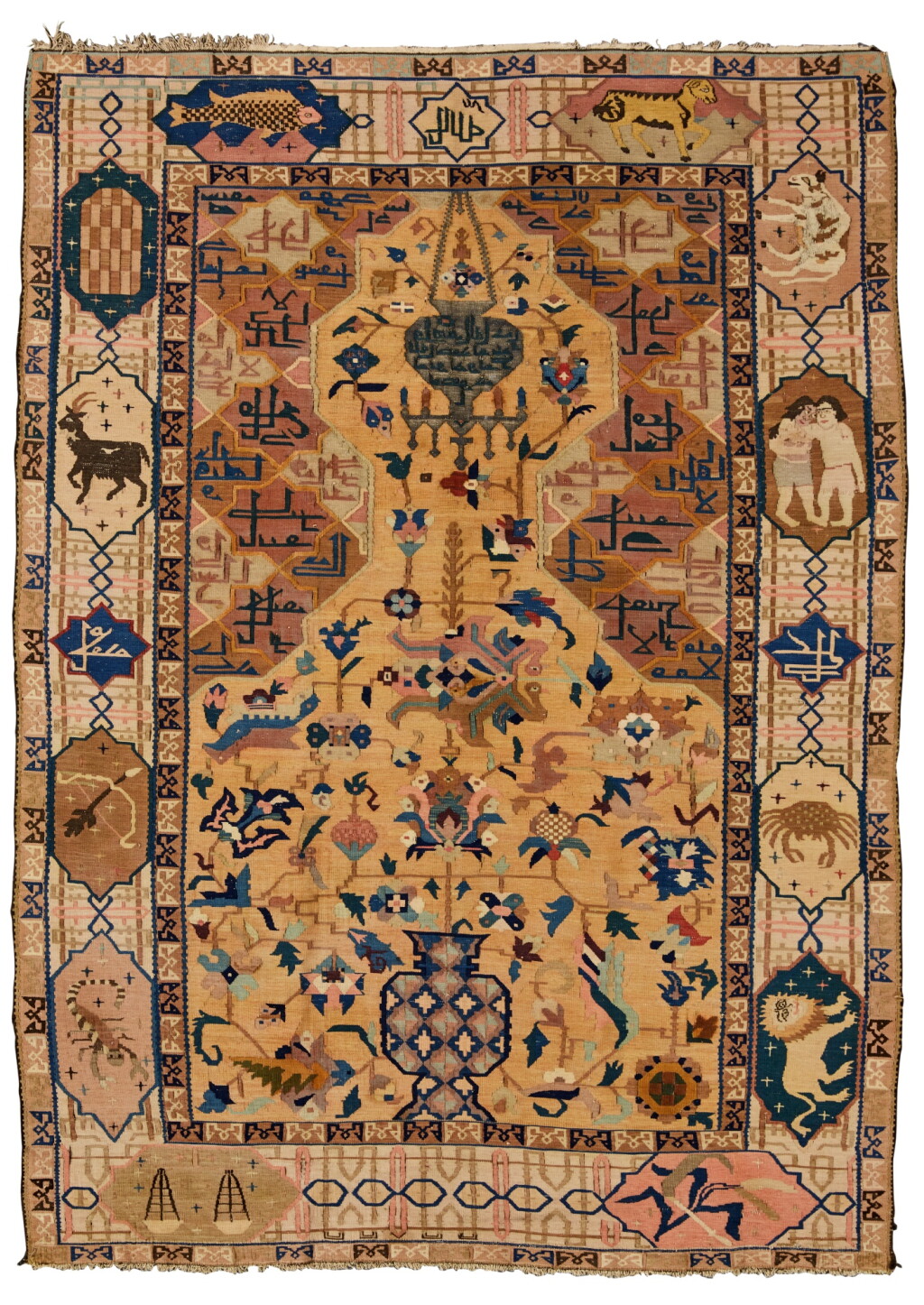 View full screen - View 1 of Lot 141. A wool and metal-thread kilim, North West Persia, second half 19th century.