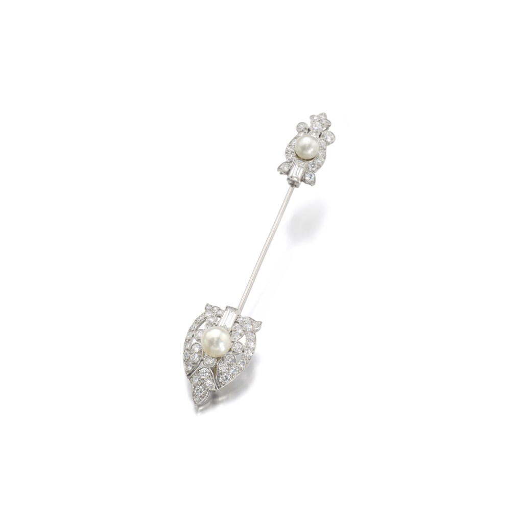 View full screen - View 1 of Lot 190. DIAMOND JABOT PIN, CARTIER.