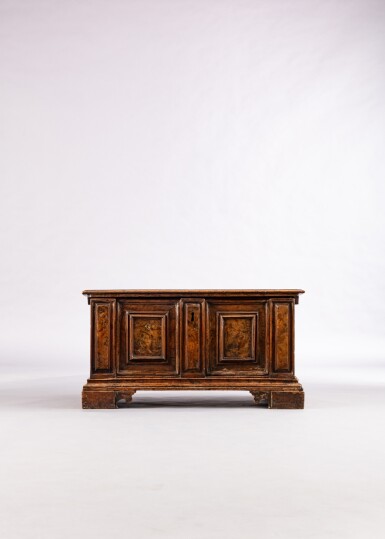 View full screen - View 1 of Lot 522. A small Italian walnut cassone, late 17th century.
