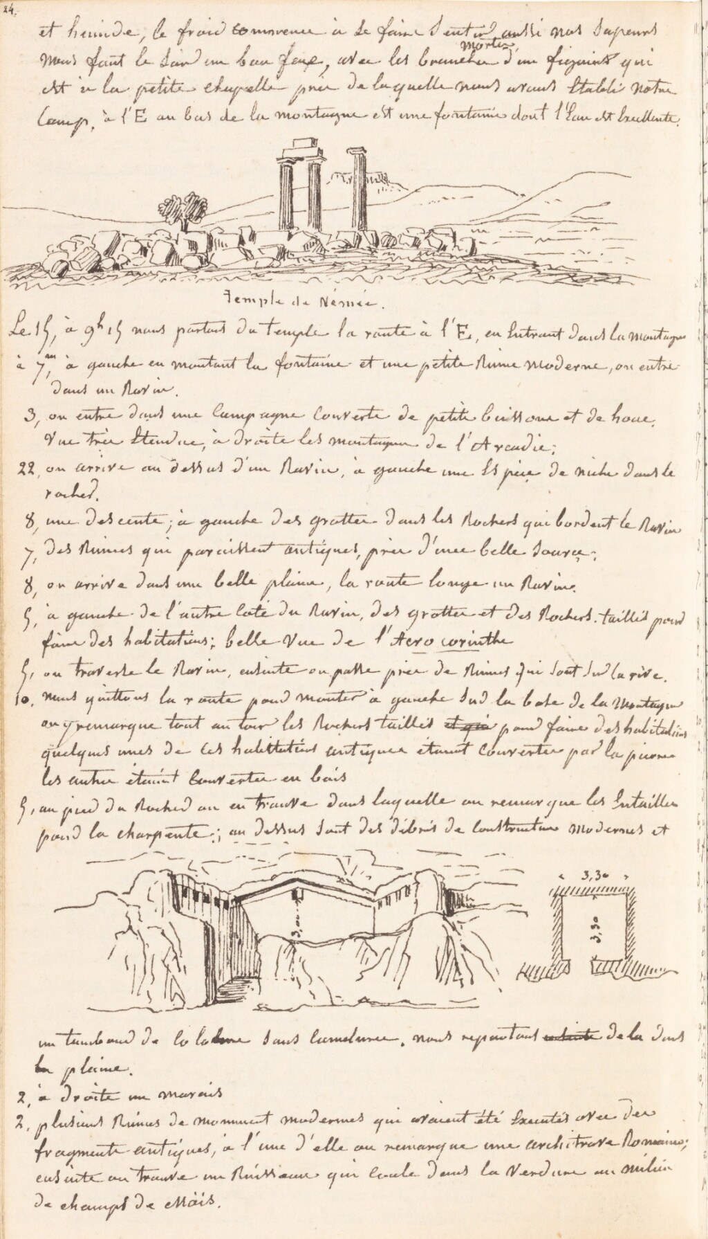 View full screen - View 1 of Lot 33. Journal d'un voyage en Morée, 1829-1830. Manuscrit autographe avec dessins..