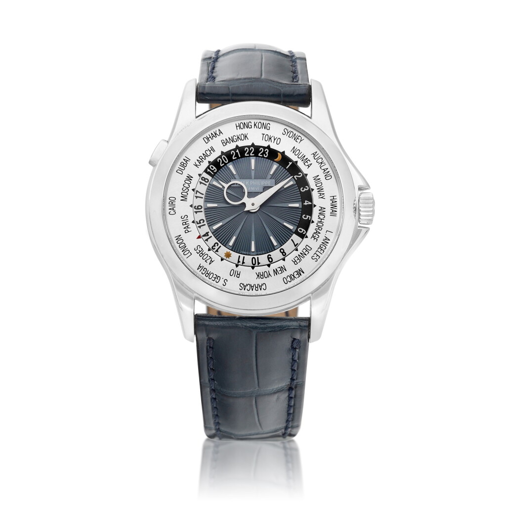 View full screen - View 1 of Lot 8114. Reference 5130 | A platinum world time wristwatch, Circa 2007 | 百達翡麗 | 型號5130 | 鉑金世界時間腕錶,約2007年製.