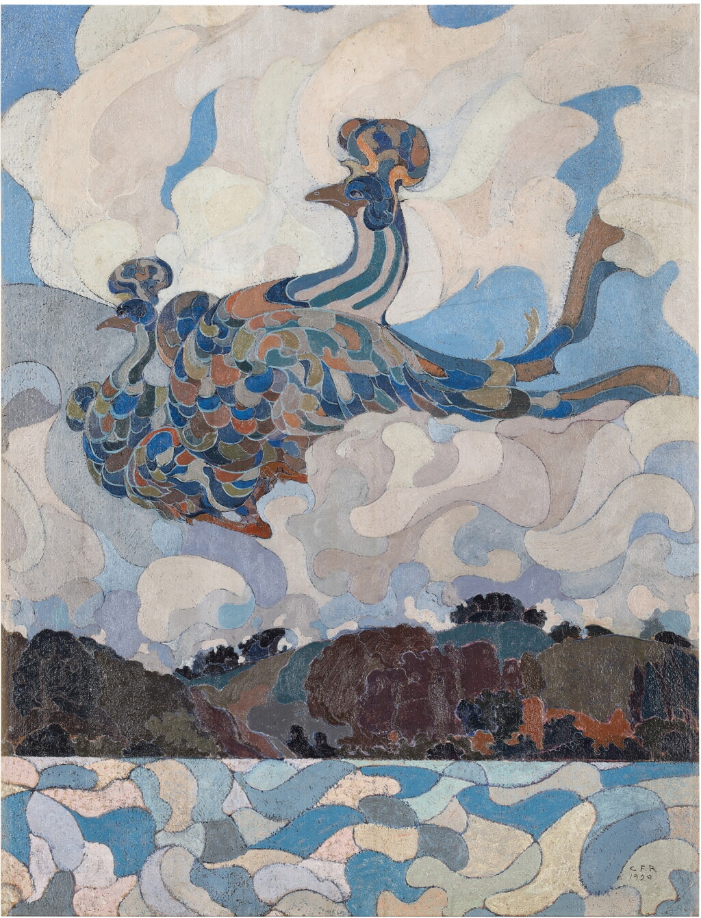 View full screen - View 1 of Lot 535. Phoenix Bird on the River.